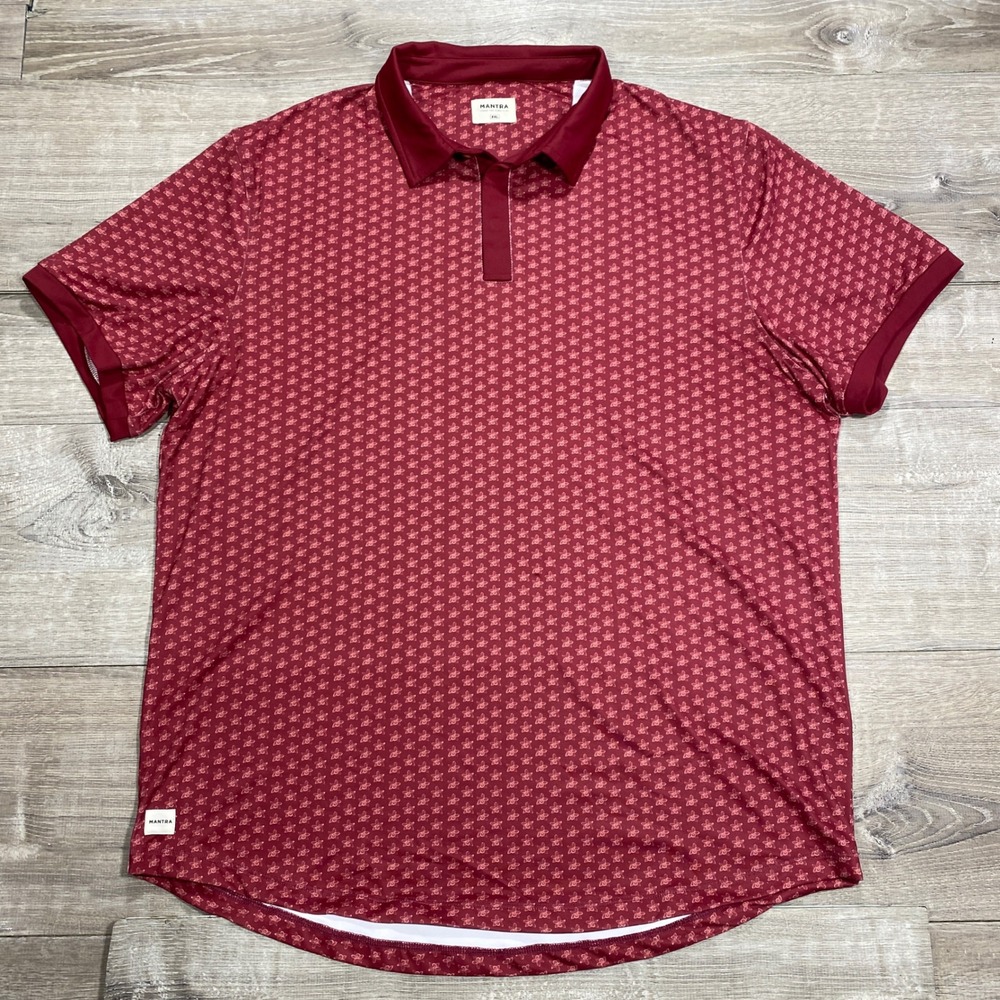 Mantra Catalyst Polo‎ Shirt Mens Large Red Floral Golf Performance Stretch Top